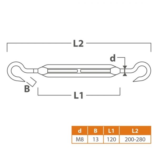 Spanschroef M8x1120 afmetingen